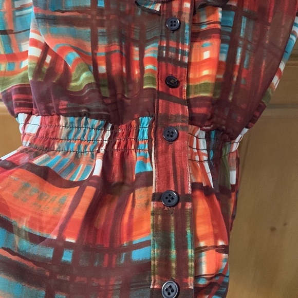 AB Studio orange plaid blouse M - Picture 8 of 9